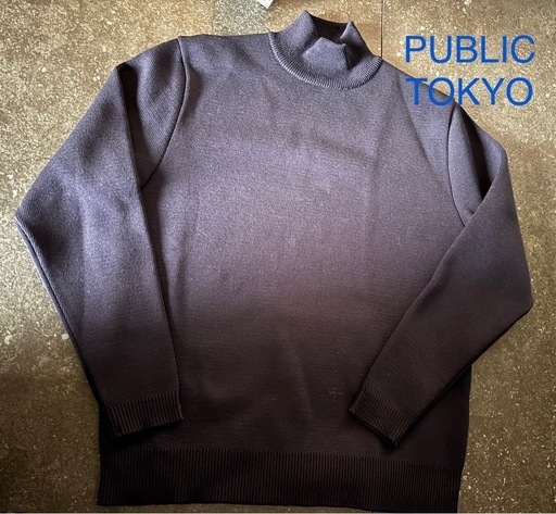 PUBLIC TOKYO(ネイビー) 【洗える】バウンドウールミラノリブ