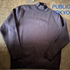 PUBLIC TOKYO(ネイビー) 【洗える】バウンドウールミラノリブハイネックニット/モックネック の画像