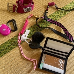 ★スノボ小物セット　ブーツも入るバック付き　インナー上下Mサイズ　尻膝パット付き　ダイスゴーグル　雪焼け防止ネックウォーマー　ボート盗難防止ワイヤー　リーシュコード２種　リフト券ケース　ベルト★の画像