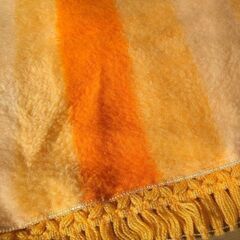 ブランケット オレンジボーダー/ボアひざ掛け ボア新品の画像