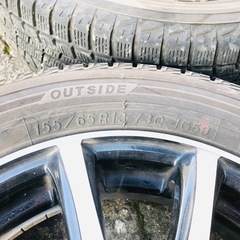 155/65R13 スタッドレスタイヤ 社外アルミホイール付き 4本セット ヨコハマ アイスガード ig50 バリ溝の画像