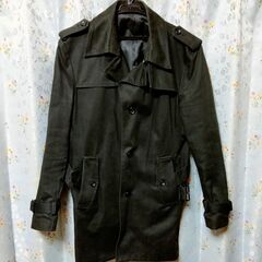 『未着用近』トレンチコート　ベルト付　シングル　M寸　ブラック　...