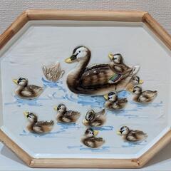 【美品】加藤工芸 壁掛け カルガモ親子の休日