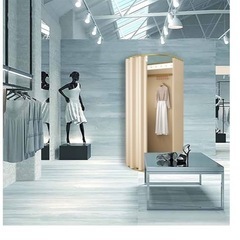 シェーディングカーテン付き衣料品店フィッティングルーム、ポータブル一時 折りたたみ式モール洋服店おしゃれな更衣室とディスプレイラック、設置簡単 (ベージュ) の画像