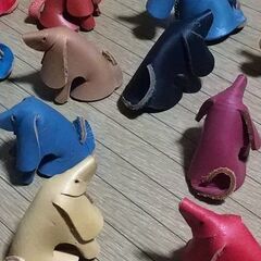 【犬の置物】 熊吉の知人作　革製品　新古未使用品（新品に近し） ...