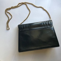 ハナエモリ　HANAE MORI ショルダーバッグ クラッチバッグ　チェーン　紺の画像