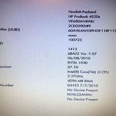 (お受渡し予定)ノートパソコン hp ProBook4520s OSなしの画像