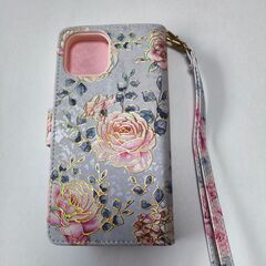 【新品】iPhone12/12 Pro 花柄手帳型ケースの画像