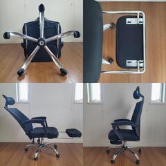 手渡し限定 DEVAISE オフィスチェア オットマン付き 150°リクライニング デスクチェア パソコンチェア ハイバック メッシュ 通気性 ブラックの画像