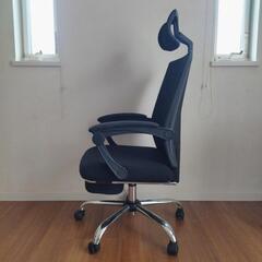 手渡し限定 DEVAISE オフィスチェア オットマン付き 150°リクライニング デスクチェア パソコンチェア ハイバック メッシュ 通気性 ブラックの画像