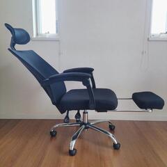 手渡し限定 DEVAISE オフィスチェア オットマン付き 150°リクライニング デスクチェア パソコンチェア ハイバック メッシュ 通気性 ブラックの画像