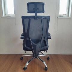 手渡し限定 DEVAISE オフィスチェア オットマン付き 150°リクライニング デスクチェア パソコンチェア ハイバック メッシュ 通気性 ブラックの画像