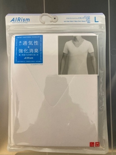 新品未開封　ユニクロ　エアリズム　メッシュデオドラントVネックTシャツ　ホワイト　メンズL 6枚セット