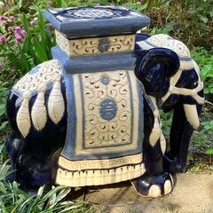 象の置物 陶器製 花台 ガーデニングの画像