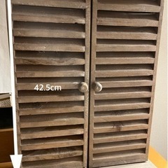 木製ルーバーミラー　窓枠　鏡　ウォールミラー　アンティーク　カントリーの画像