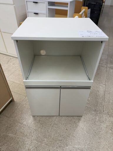 ★ジモティ割あり★  レンジ台 白 H85×D46×W54 クリーニング済み TJ10398