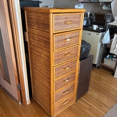 籐家具　引き出し七段チェスト