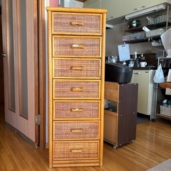 籐家具　引き出し七段チェストの画像