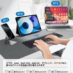 【新品未使用】① 折りたたみ キーボード bluetooth ワイヤレス キーボード タッチパッド付き 3台デバイス切替 ipad/スマホ/タブレット/パソコン用 iOS/Mac/Windows/Android対応 Type-C充電式 薄型 日本語配列 多機能カバースタンド付きの画像