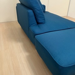 【決まり】ソファ　1人掛け　2人掛け　オットマン　ターコイズブルーの画像
