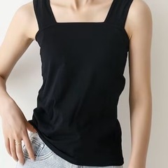 【美品】冷感タイプ肩紐幅広キャミソール　Ｍ　黒の画像