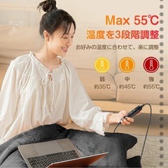 【新品未使用】① 電気毛布 電気ひざ掛け 電熱毛布 掛け敷き 3秒速暖 ふわふわ 洗える 温度調節の画像