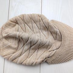 未使用　Cotton100%　つば付きキャスケット　つば付きニット帽の画像