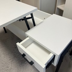 リフティングテーブル　ホワイト×ブラック中古品の画像