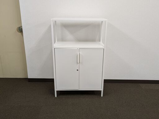 ホワイト 二段式キャビネット 鍵付き IKEA-TROTTEN TROTTEN トロッテン 引き出しユニット（引き出し×2） キャスター