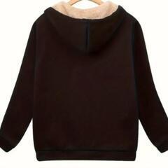 新品☆M（ＪＰ-XL）フリース裏起毛のジップアップジャケット、ポリエステル無地ニット生地、ポケット付き、秋冬用の画像