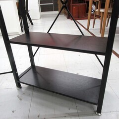 PCデスク 棚付き 幅120.5×奥行65×高さ121cm ブラック 黒 パソコンデスク PCラック 机 苫小牧西店の画像