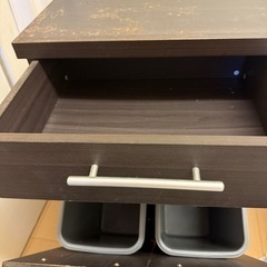 無料【1/7まで】ニトリ ペールカウンター ダストカウンター 2分別 完成品 ダークブラウン　ゴミ箱の画像