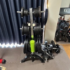 パワーラック・バーベル・プレートセット・プリチャーカールEZバーセット・ランニングマシーン・チンニングディップスの画像