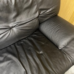 ※お譲り先決まりました※【美品◎自宅まで直接来れる方】4人掛けブラックレザーソファー　W2100の画像