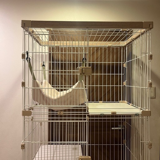 中古 アイリスオーヤマ 猫 ケージ ウッディ 3段