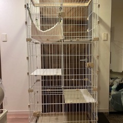 中古 アイリスオーヤマ 猫 ケージ ウッディ 3段