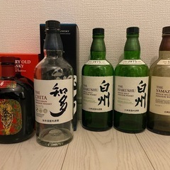 空瓶セット　山崎、白州×2、知多、オールド寅年ボトル