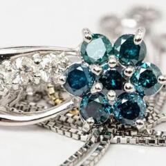 K18WG 希少天然ブルーダイヤモンド 天然クリアダイヤモンド 0.50ct/2.5g ネックレス