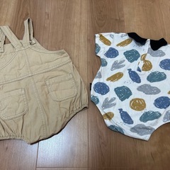 La Stella サロペット/　manina 半袖ロンパース ２枚セット　80の画像