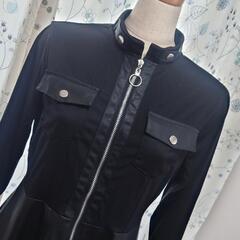 ワンピース スカート部分フェイクレザー 辛口コーデの画像