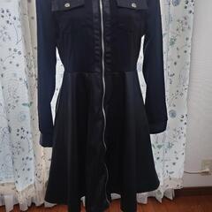 ワンピース スカート部分フェイクレザー 辛口コーデ