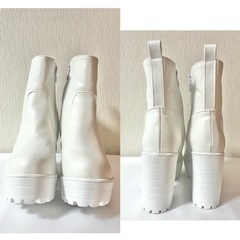 【決まりました(⁎ᴗ͈ˬᴗ͈⁎)】ブーツ　ホワイト　チャンキーヒールの画像