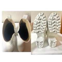 【決まりました(⁎ᴗ͈ˬᴗ͈⁎)】ブーツ　ホワイト　チャンキーヒールの画像