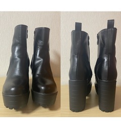 【決まりました(⁎ᴗ͈ˬᴗ͈⁎)】ブーツ　ブラック　チャンキーヒールの画像