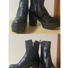 【決まりました(⁎ᴗ͈ˬᴗ͈⁎)】ブーツ　ブラック　チャンキーヒールの画像