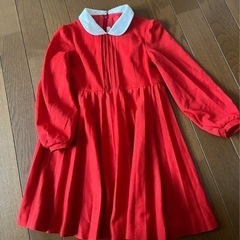 中古　女児　白襟赤ワンピース
