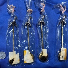 新品　キリン付き　金色　スプーン　ヴィンテージ　アンティーク　4本セット　バラ売り可の画像