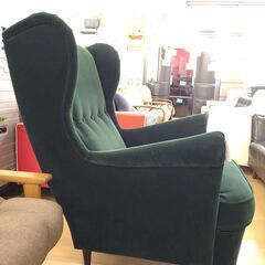 値下げしました！！【C684】SAウイングチェア IKEA  STRNDMON  グリーンの画像