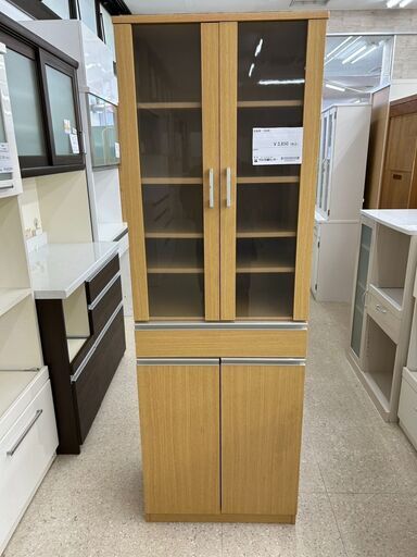 ★ジモティ割あり★  食器棚（２枚扉） ブラウン H177.8×D39.7×W59.5 クリーニング済み TJ10410