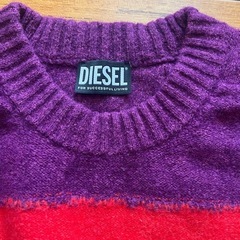 新品DIESEL 赤紫ストライプ クルーネックセーター新品の画像